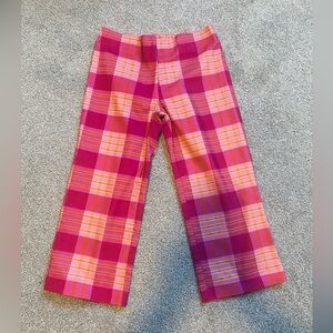 Women’s pink and yellow plaid 70s style wide leg pants, size 1/2​​​​